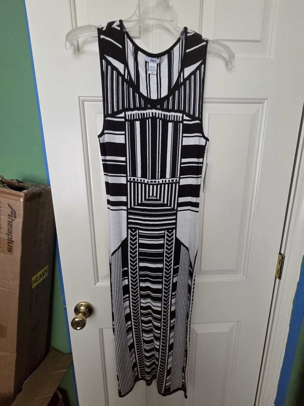 Bar III Black and White Geometric Maxi Dress